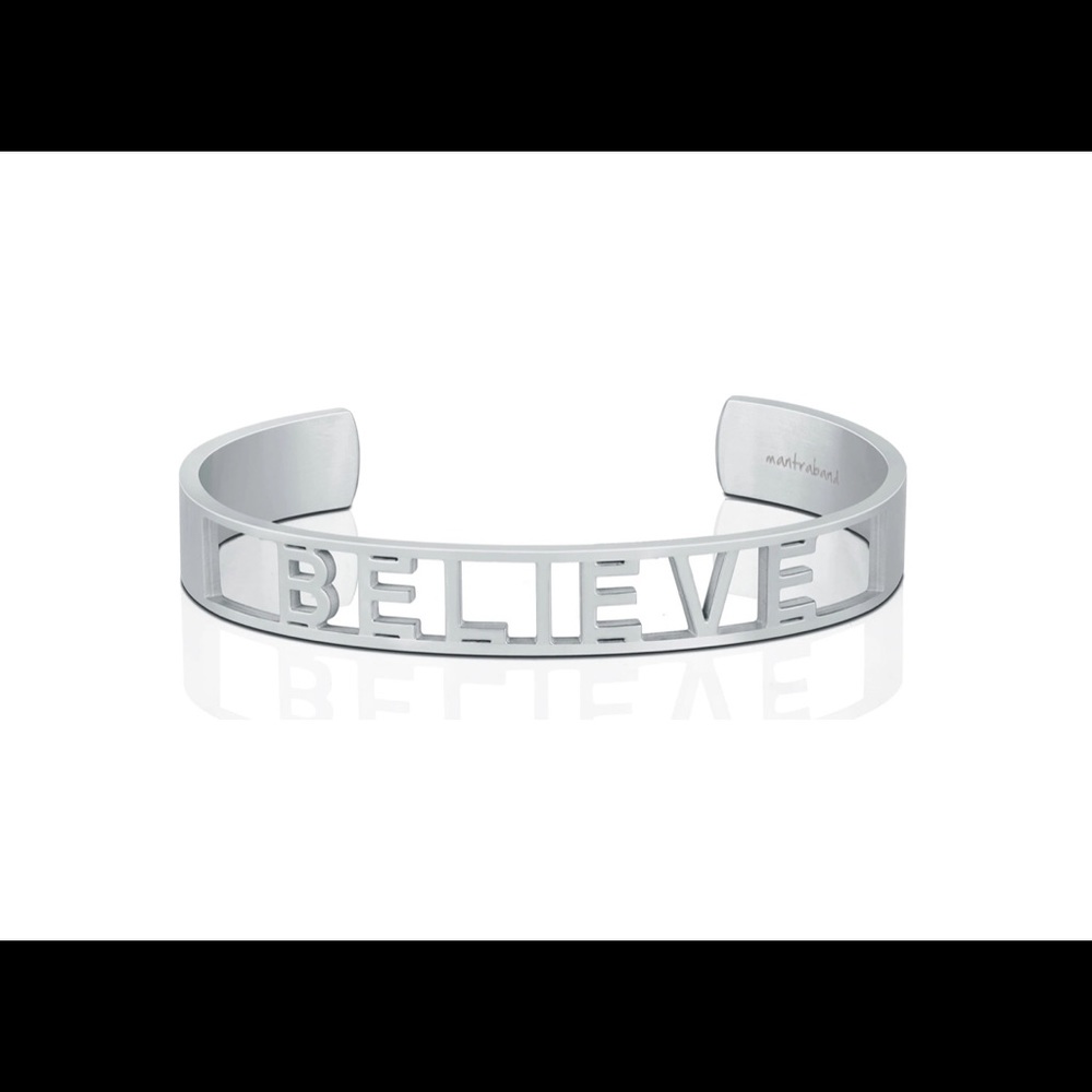 MANTRABAND | “believe” statement bracelet-silver